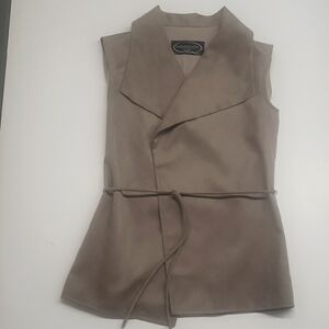 Magaschoni Beige Vest with Tie Belt